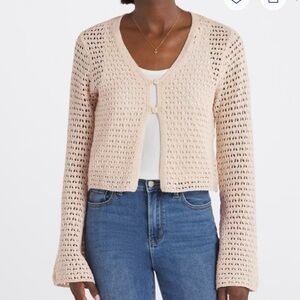 Love Ellie Cream Open-Knit Cropped Cardigan
